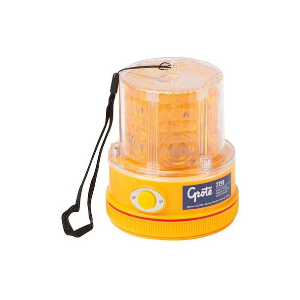 Grote Warning Light, LED, Ambr, Mag, Rnd, 4-1/4 Dia 77913