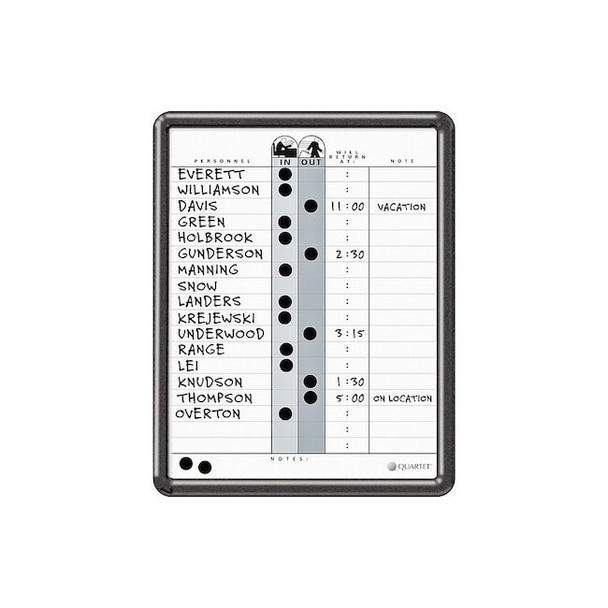 In/Out Board, Porcelain, 14 in, 11 in, Plastic Frame, White/Gray, Gloss