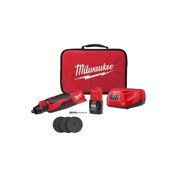 Milwaukee Tool RotaryToolKit,1/8",12VDC,27,500RPM 2525-21
