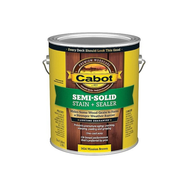 Cabot Semi Solid Stain,Mission Brown,Flat,1gal 140.0001434.007