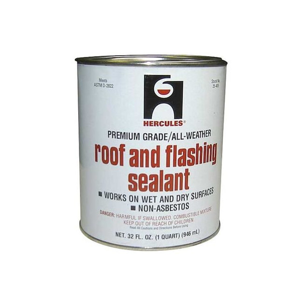 Hercules Roof Flashing Sealant,Black,1 Qt 25405