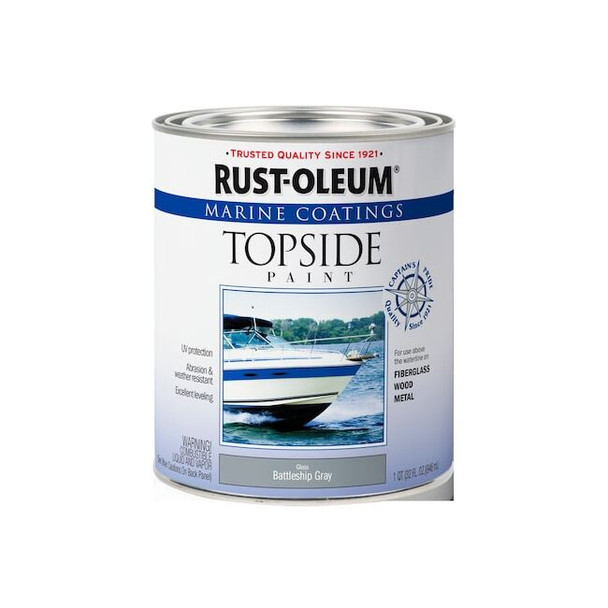 Rust-Oleum Marine Coatings Topside Paint, Gloss, Battleship Gray, 1 Quart 207005