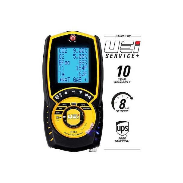 Uei Test Instruments Combustion Analyzer,32to113F,21% v/vO2 C161