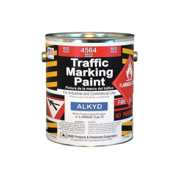 Rae Traffic Zone Marking Paint, 1 gal., Bright Red, Alkyd Solvent -Based 4564-01