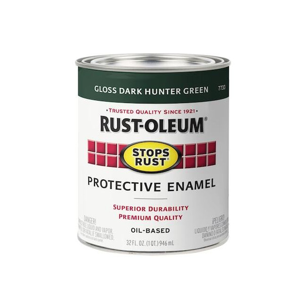 Interior/Exterior Paint, Gloss, Oil Base, Dark Hunter Green, 1 qt