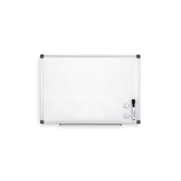 Dry Erase Board, Steel, 31 in, 48 in, Aluminum Frame, White, Gloss