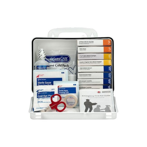 First Aid Kit and Housing, Plastic 90 Components, 10 People Served