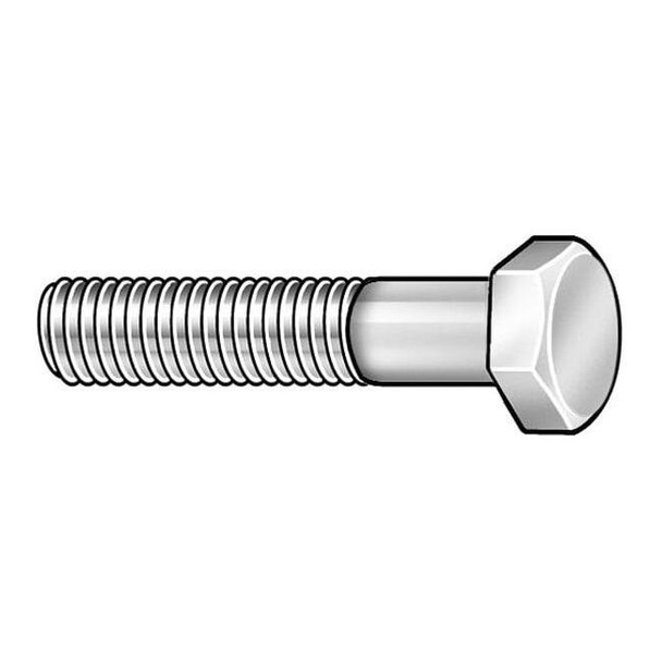 Grade A307, 7/8"-9 Hex Head Cap Screw, Zinc Plated Steel, 4 in L, 10 PK