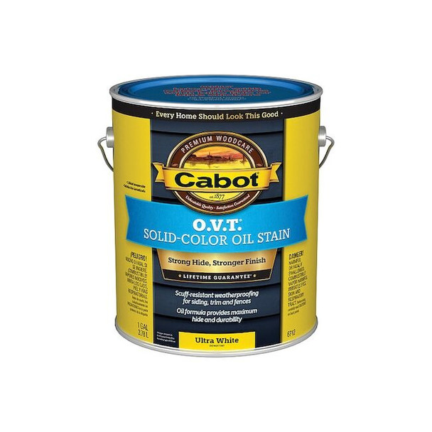 Cabot Solid Oil Stain,Ultra White,Flat,1gal 140.0006712.007