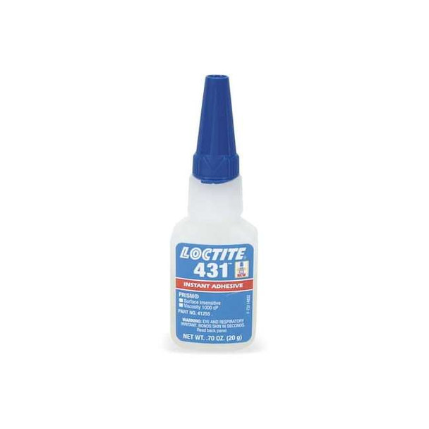 Loctite Instant Adhesive, 431 Series, Clear, 0.7 oz, Bottle 868371