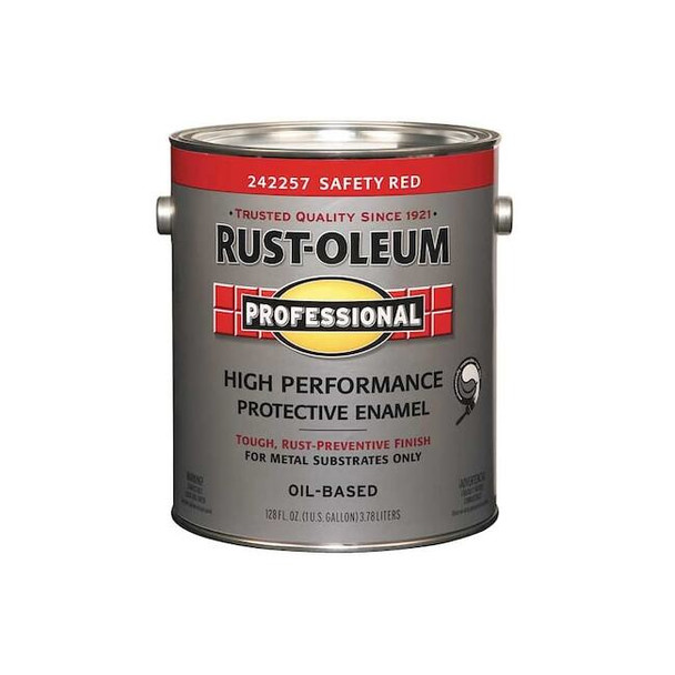 Rust-Oleum Interior/Exterior Paint, Glossy, Oil Base, Safety Red, 1 gal 242257