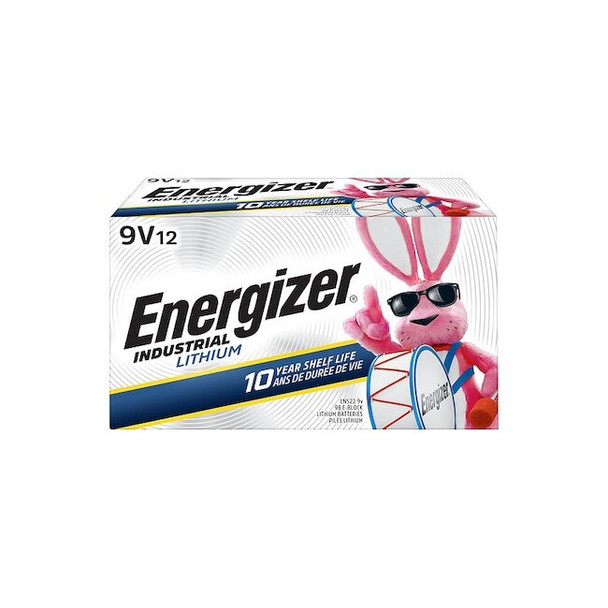 Energizer Industrial Lithium Lithium Battery, 9V 9V DC 12 PK LN522