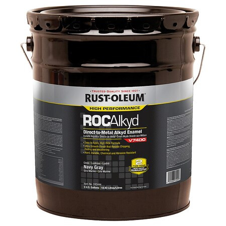 Interior/Exterior Paint, High Gloss, Oil Base, Navy Gray, 5 gal