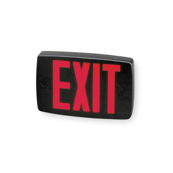 Exit Sign, Black, 1 Face(s), LED, Universal Mount, Not Battery Powered