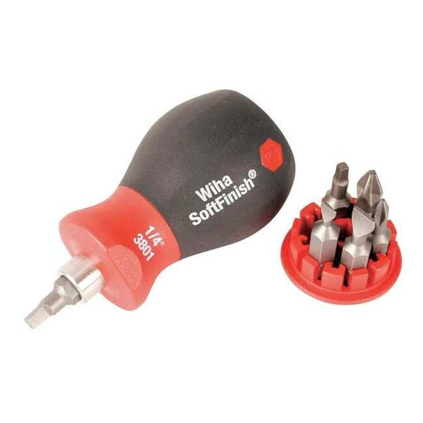 Wiha Stubby Combination Bit Set,Pieces 6 38048