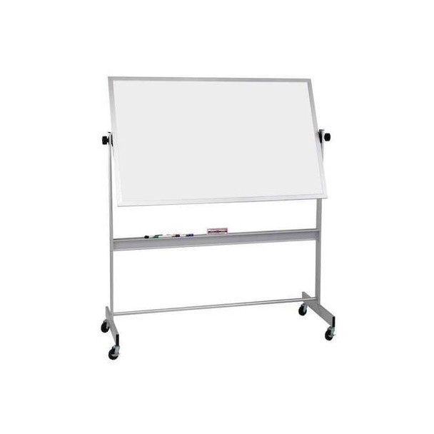 Dry Erase Board, Porcelain, 48 in, 96 in, Aluminum Frame, White, Gloss