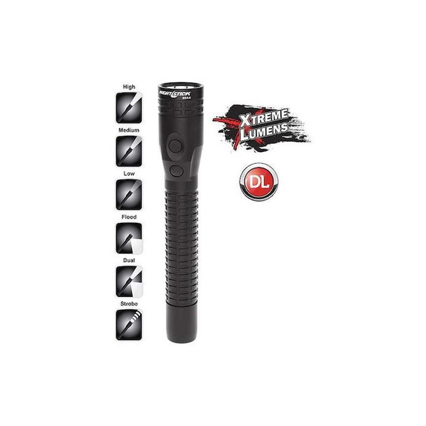 Black Led Rechargeable Handheld Flashlight, Lithium-Ion, 650/300/100lm