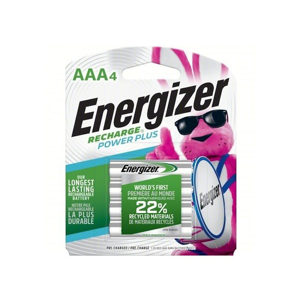 Energizer Rechargeable Battery,AAA,800 mAh, PK4 NH12BP-4