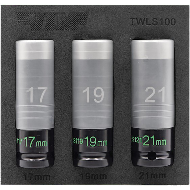 3 PC. THIN WALL IMPACT LUG NUT SOCKET SET TWLS100