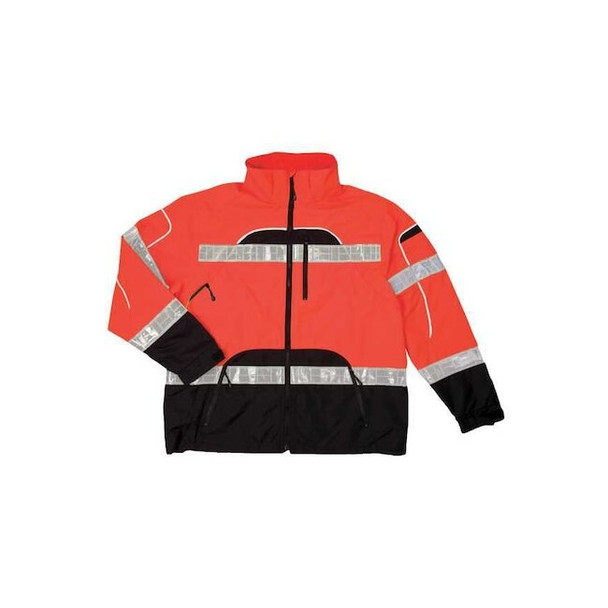 Rain Jacket, Reflective Piping, Polyester, Class 3 R, Orange, 4XL