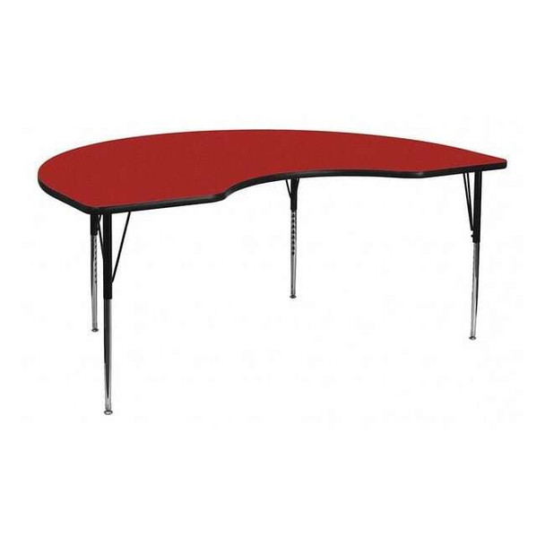 Kidney Table,Kidney Shp,Red,48x72", 48" W, 72" L, 30.125" H, Laminate, Red