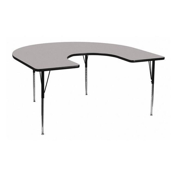 Horseshoe Activity Table, Chrome, Laminate, Particleboard, Steel, Grey