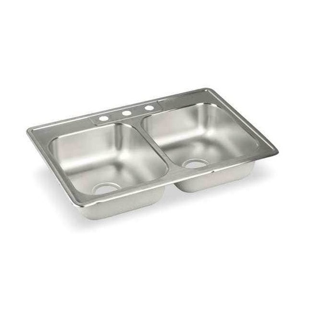 Drop-In Sink, Drop-In Mount, 3 Hole, 16" x 13-1/2", Lustrous Highlighted Satin