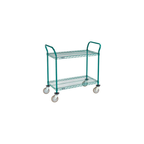 Nexel 2 Shelf Utility Cart Poly-Green36""W x 18""D x 39""H Poly Casters4 Swivel