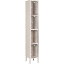 Global Industrial 4-Tier 4 Door Clear View Locker 12""W x 12""D x 78""H Tan Unas