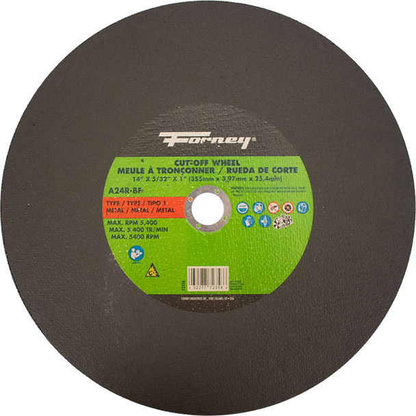 Cutting Wheel, Metal, Type 1, 14"x 5/32" x 1" 72356