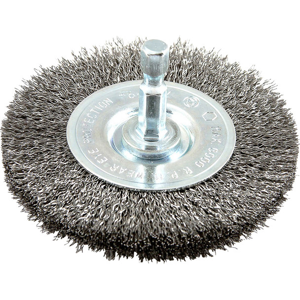 Wire Wheel, Crimped, 3"x .008"x 1/4"Hex Shank 72736