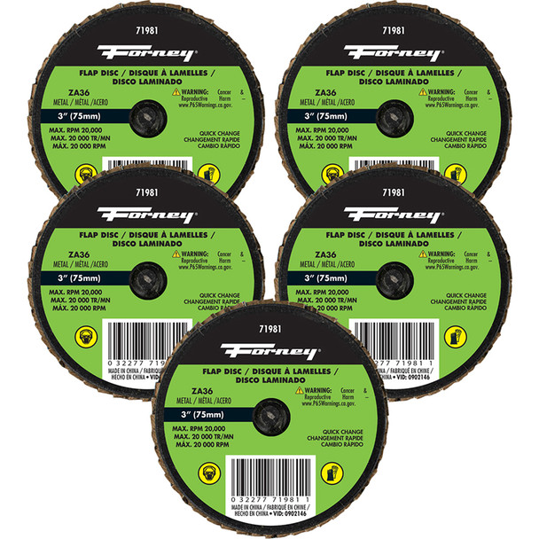 QuickChangeFlapDisc, 36 Grit, 3"in (5-PK-#71981) 71615