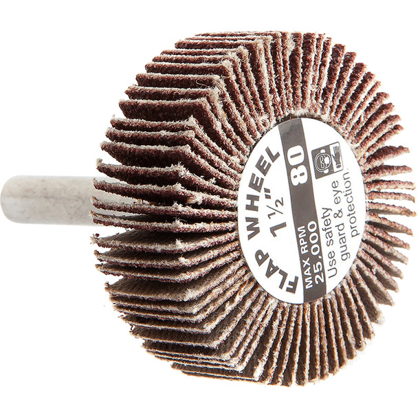 Flap Wheel, Shank Mounted, 1-1/2 in x 1/2 in 60188