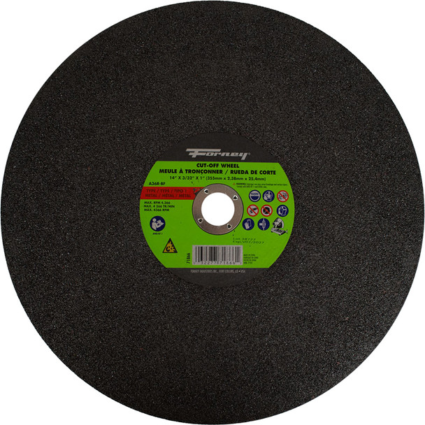 Cutting Wheel, Metal, Type 1, 14" x 3/32 in x 1" 71866