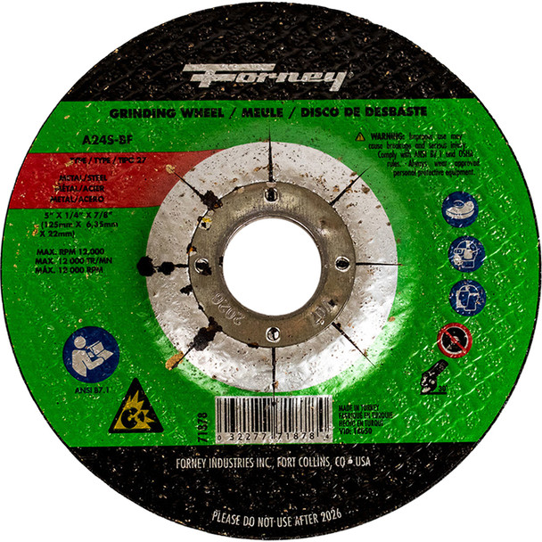 Grinding Wheel, Metal,Type 27, 5"x 1/4"x 7/8" 71878