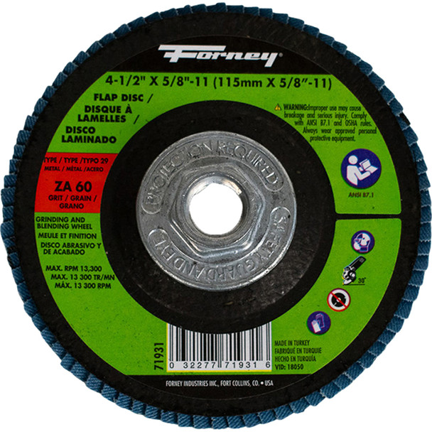 Flap Disc, Type 29, 4-1/2 in x 5/8 in-11, ZA60 71931