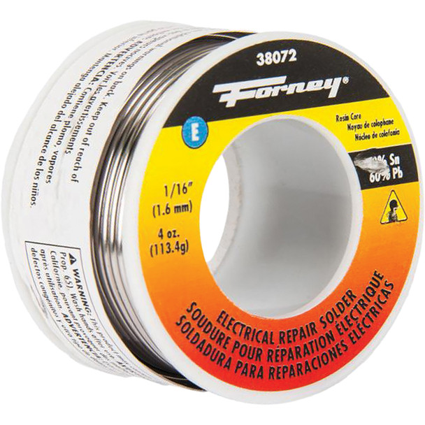 Solder,Electrical Repair,Rosin Core,1/16 in, 4oz 38072