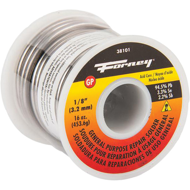 Solder,General Purpose , Acid Core, 1/8 in, 16oz 38101