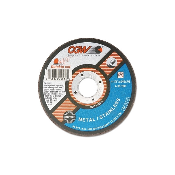 Extra Thin Cut-Off Wheel, Type 1, 7 in Dia, .04 in Thick, 60 Grit Alum. Oxide Pack of 25