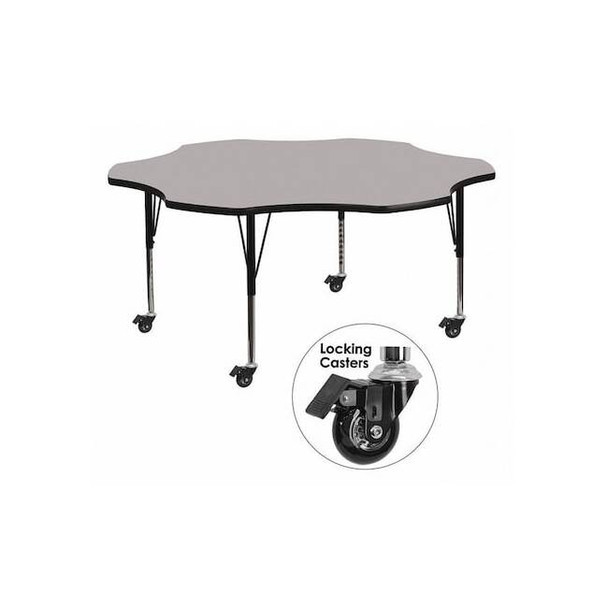 Flash Furniture Flower Activity Table, Laminate, Grey XU-A60-FLR-GY-T-P-CAS-GG