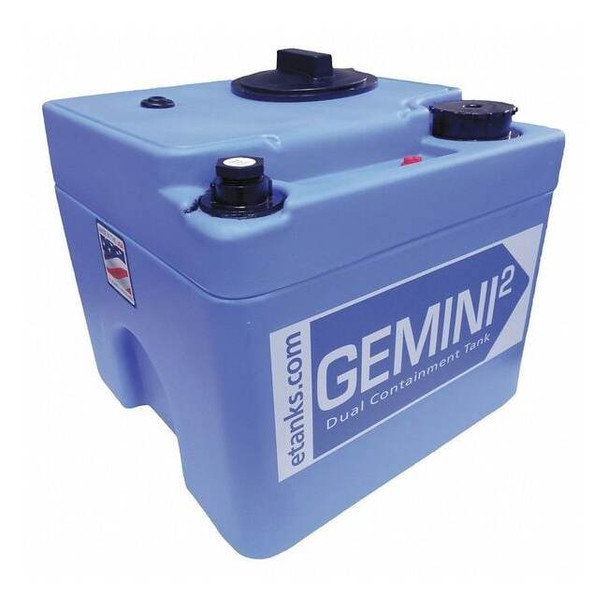 Storage Tank, Double Wall Square, LDPE 1.9, Blue, 5 Gal