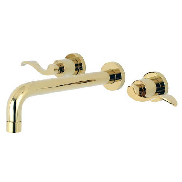 Kingston Brass Roman Tub Faucet, Polished Brass, Wall Mount KS8022DFL