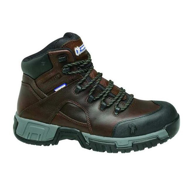 Men's Waterproof Work Boot, 9 W, Steel Toe, 6 in H, Brown, XHY662