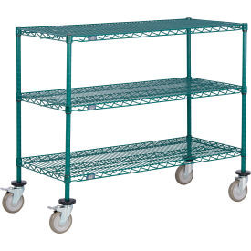 Nexel 3 Shelf Truck Poly-Green 48""W x 18""D x 60""H Polyurethane Swivel Casters