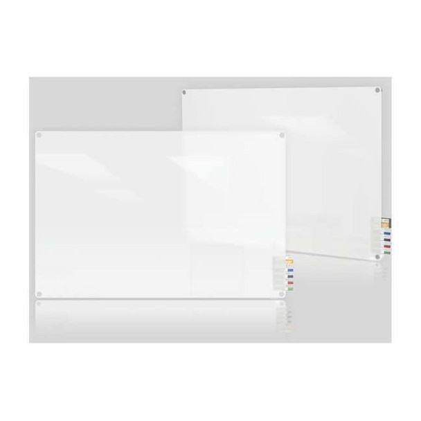 Dry Erase Board, Glass, 24 in, 36 in, No Frame Frame, Frosted White, Gloss