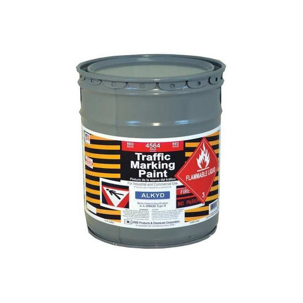 Rae Traffic Zone Marking Paint, 5 Gal., Bright Red, Alkyd Solvent -Based 4564-05