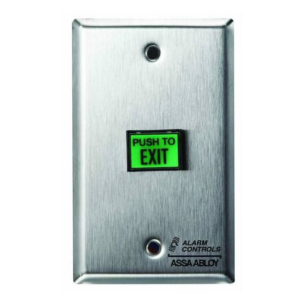 Alarm Controls Exit Button,Single Gang,Stainless Steel TS-7