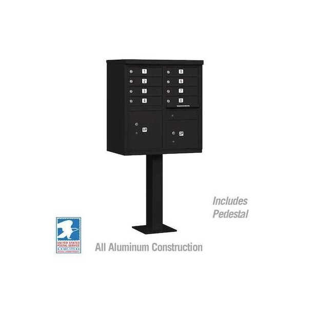 Cluster Box Unit, Black, Powder Coated, 10 Doors, Pedestal, 1 Type