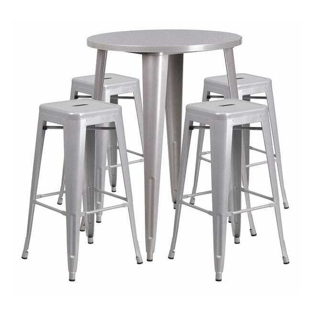 Round 30" W, 30" L, 41" H, Metal, Grey