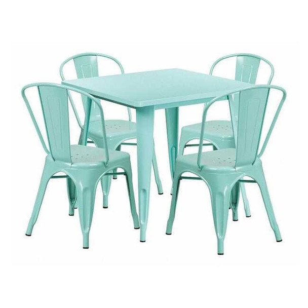 Square 31.5" W, 31.5" L, 29.5" H, Metal, Green